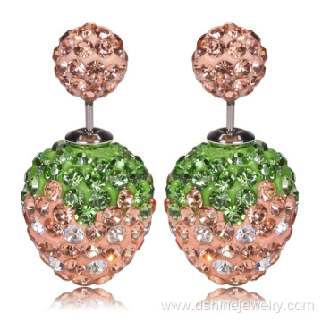 Czech Gem Earring Double Size Shamballa Anti Allergy Earring